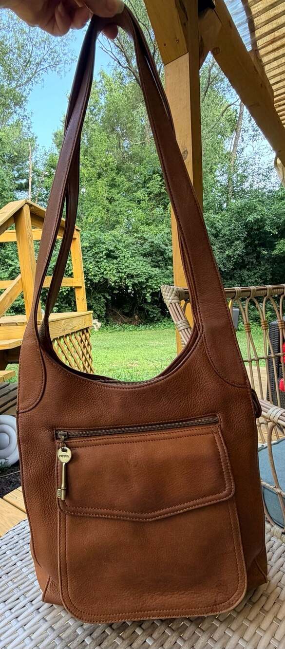 Fossil Vintage Genuine Leather Shoulder Hobo Bag 75082 with Key Charm - Picture 4 of 10